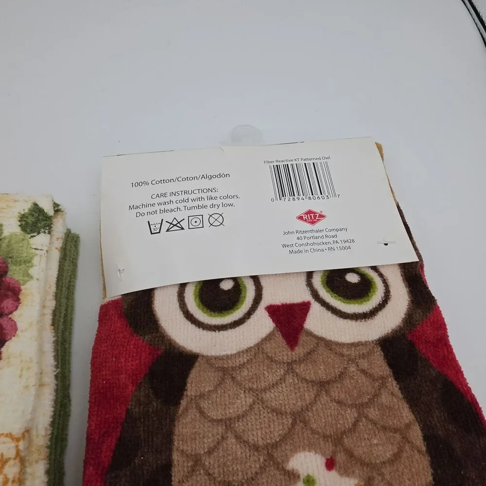 Lot of 5 New Kitchen Towels Better Homes & Gardens KitchenWears Owl Cotton NWT